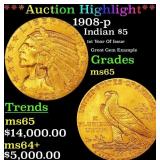 ***Major Highlight*** 1908-p Gold Indian Half Eagl