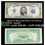 1934A $5 Blue Seal Silver Certificate Grades Choic