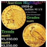 ***Major Highlight*** 1908-p Gold Indian Quarter E