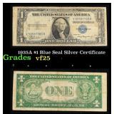 1935A $1 Blue Seal Silver Certificate Grades vf+
