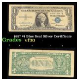 1957 $1 Blue Seal Silver Certificate Grades vf++