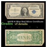 1957B $1 Blue Seal Silver Certificate Grades vf de