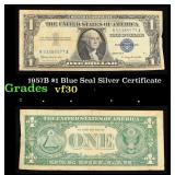1957B $1 Blue Seal Silver Certificate Grades vf++