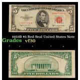 1953B $5 Red Seal United States Note Grades vf++