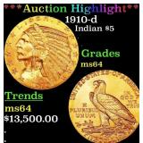 ***Major Highlight*** 1910-d Gold Indian Half Eagl