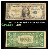 1935A $1 Blue Seal Silver Certificate Grades vf+