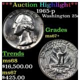 1965-p Washington Quarter 25c Gem++ Unc USCG
