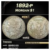1892-p Morgan Dollar $1 Grades Select Unc
