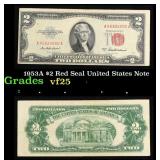 1953A $2 Red Seal United States Note Grades vf+
