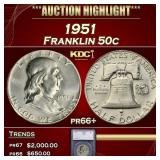 *Highlight* 1951 Proof Franklin Half Dollar 50c pr