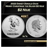 2022 Disney Donald Duck Merry Christmas 1oz Silver