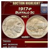 *Highlight* 1917-p Buffalo Nickel 5c ms66+ SEGS (f