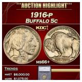*Highlight* 1916-p Buffalo Nickel 5c ms66+ SEGS (f