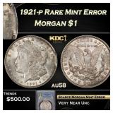 PCGS 1921-p Morgan Dollar Rare Mint Error $1 au58