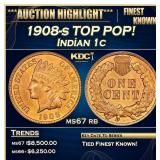 *Highlight* 1908-s Indian Cent TOP POP! 1c ms67 rb