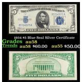 1934 $5 Blue Seal Silver Certificate Grades Choice