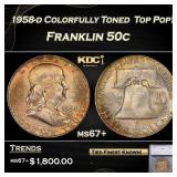 1958-d Franklin Half Dollar Colorfully Toned  Top