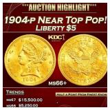 *Highlight* 1904-p Gold Liberty Half Eagle Near To