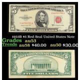 1953B $5 Red Seal United States Note Grades Select
