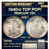 *Highlight* 1940-d Mercury Dime TOP POP! 10c ms68+
