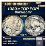 *Highlight* 1929-p Buffalo Nickel TOP POP! 5c ms67