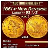 *Highlight* 1861-p New Reverse Gold Liberty Quarte