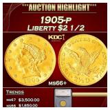 *Highlight* 1905-p Gold Liberty Quarter Eagle $2 1