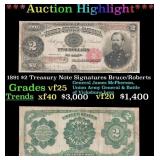 *Highlight* 1891 $2 Treasury Note Grades vf+ Signa