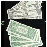 6x Consecutive Serial number 1963 $1 Federal Reser