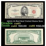 1953A $5 Red Seal United States Note Grades Select