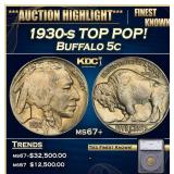 *Highlight* 1930-s Buffalo Nickel TOP POP! 5c ms67