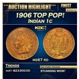 *Highlight* 1906 Indian Cent TOP POP! 1c ms67 rd S