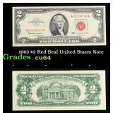 1963 $2 Red Seal United States Note Grades Choice