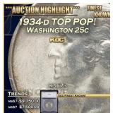 *Highlight* 1934-d Washington Quarter TOP POP! 25c