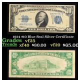 1934 $10 Blue Seal Silver Certificate Grades vf+