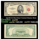 1953B $5 Red Seal United States Note Grades Choice