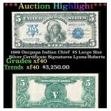 *Highlight* 1899 Oncpapa Indian Chief  $5 Large Si