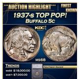 *Highlight* 1937-s Buffalo Nickel TOP POP! 5c ms68