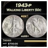 1943-p Walking Liberty Half Dollar 50c Grades GEM+