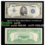 1934A $5 Blue Seal Silver Certificate Grades Choic