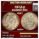 *Highlight* 1912-d Barber Half Dollars 50c ms64+ S