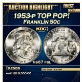 *Highlight* 1953-p Franklin Half Dollar TOP POP! 5