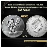 2020 Disney Mickey Christmas 1oz .999 Silver $2 Ne