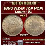 *Highlight* 1890 Liberty Nickel Near Top Pop!  5c