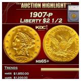 *Highlight* 1907-p Gold Liberty Quarter Eagle $2 1