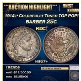 *Highlight* 1914-p Barber Quarter Colorfully Toned