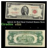 1953A $2 Red Seal United States Note Grades vf+