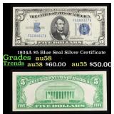 1934A $5 Blue Seal Silver Certificate Grades Choic