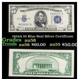 1934A $5 Blue Seal Silver Certificate Grades Choic