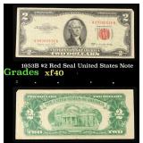 1953B $2 Red Seal United States Note Grades xf
